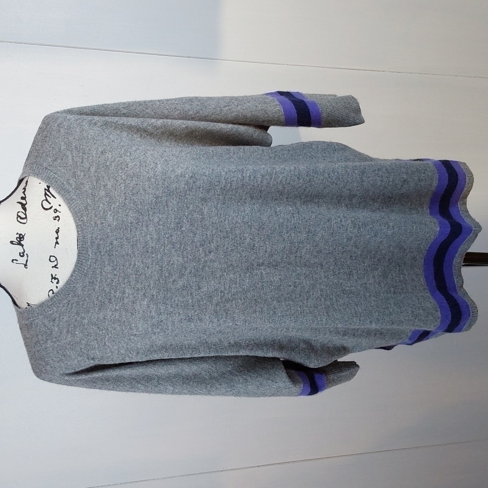 Two Bees Cashmere- Gray/Purple Soft Wool/ Cashmere Sweater Cozy Preppy Sz.L/XL